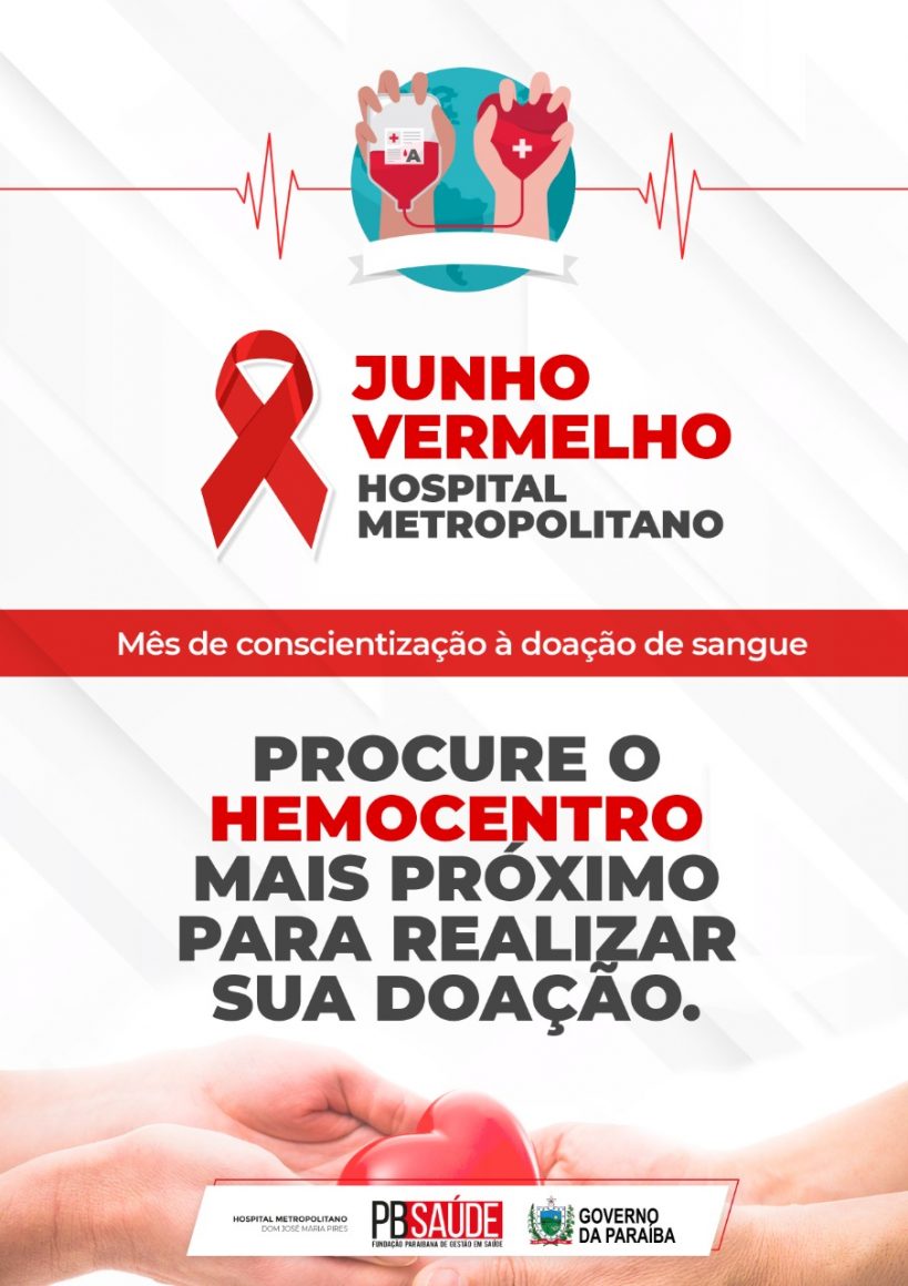 Hemocentro da Paraíba lança Campanha Junho Vermelho nesta terça-feira (14)