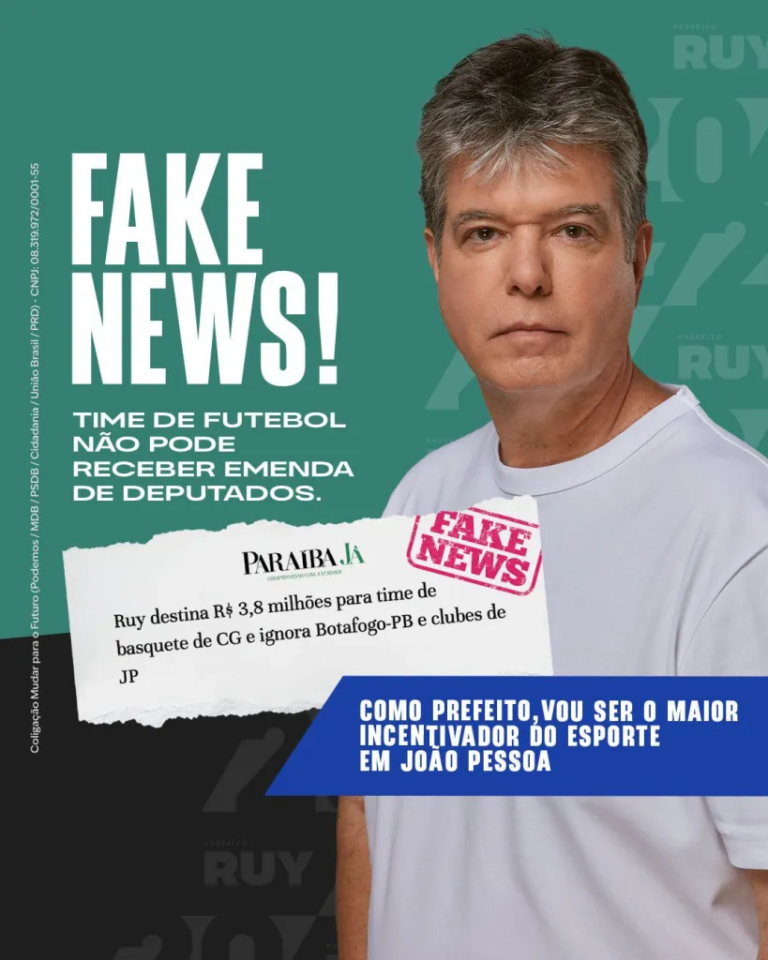 Ruy Carneiro destina R$ 3,8 milhões para time de basquete de universidade privada de CG, acusa Portal de fake news e apaga publicação