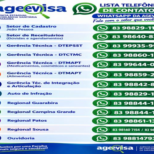 Agevisa/PB suspende temporariamente canal oficial de atendimento e divulga novos contatos