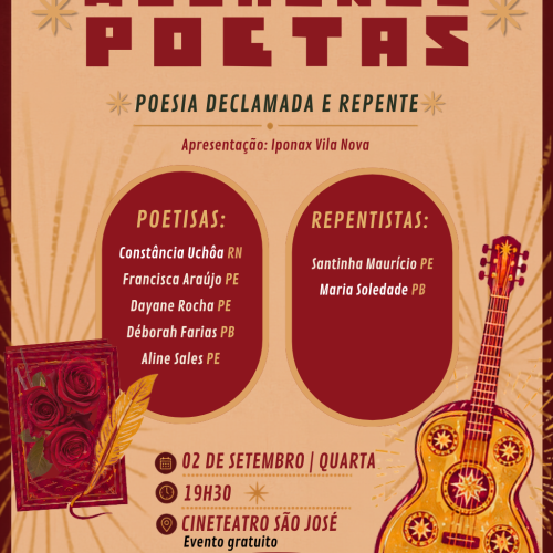 Cineteatro São José sedia 3º Encontro de Mulheres Poetas - Poesia Declamada e Repente
